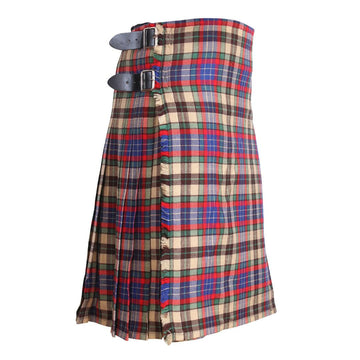 Scottish Crockett Tartan Kilt 8 Yards With Pleats Medium Weight 13oz Leather Straps - biznimart